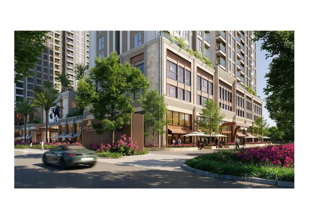 Hai tòa tháp căn hộ Arcadia at Lavila soi bóng bên dòng sông Tôm Nhà Bè